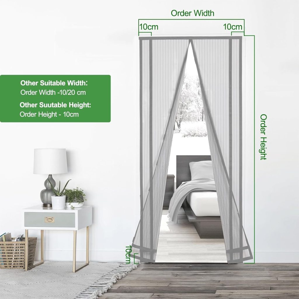Magnetic Screen door Curtain for Protection Against Insects, the Ideal Magnetic Fly Screen for Balcony Door, Terrace Door (Can be Cut in Height and Width),Cortina Mosquitera Magnética Contra Insectos, Mosquitero Magnético, Puerta de Balcón, Puerta de Terraza (se Puede Cortar en Altura y Ancho), Gris
