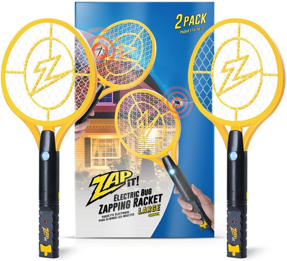 4,000 Volt Electric Handheld Bug Zapper Swatter - USB Rechargeable Indoor Safe Mosquito & Fly Killer - 2 Pack (Large, Yellow), Matamoscas eléctrico portátil de 4000 voltios, recargable por USB, para interior, para matar mosquitos y moscas, paquete de 2 (grande, amarillo)