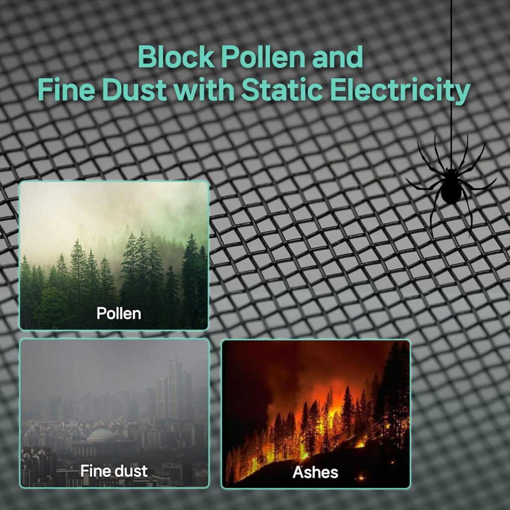 Reemplazo de pantalla de ventana premium, Bloquea la lluvia, los rasguños de las mascotas, el polen, el polvo fino y el 99 % de los insectos. Material nuevo y duradero de primera calidad con malla 30. Incluye kit de herramientas para hacerlo usted mismo, COBWEB Premium Window Screen Replacement, Blocks Rain, Pet Scratch, Pollen, Fine Dust 99% Insects Premium 30Mesh Durable New Material