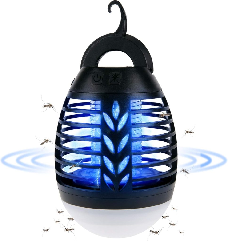 Lámpara Antimosquitos Electrico Exterior con LED Lámpara de Camping 2 en 1 IPX6 Impermeable Mata Mosquitos Electrico USB Recargable Luz Antimosquitos, Electric Mosquito Killer Lamp Outdoor with LED 2 in 1 Camping Lamp IPX6 Waterproof Electric Mosquito Killer USB Rechargeable Mosquito Killer Light