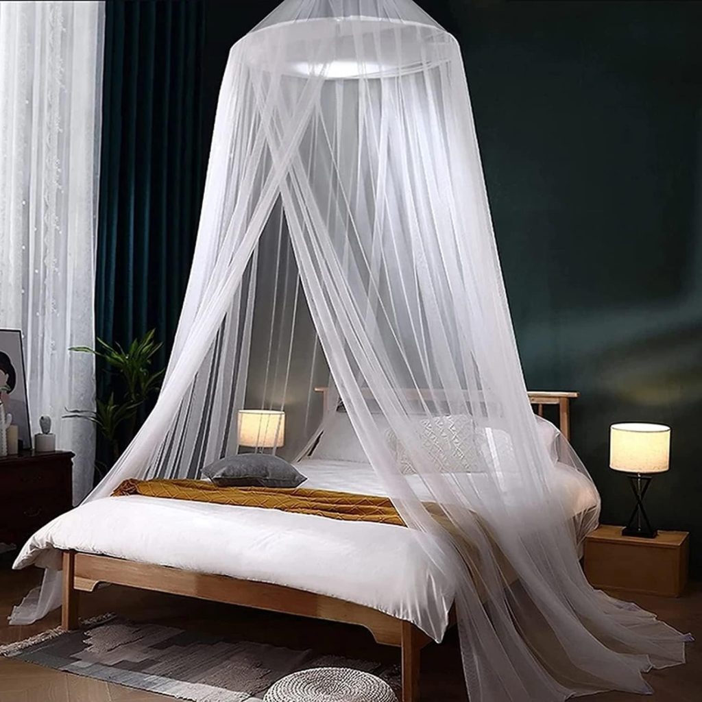 Mosquito Net Bed Canopy for Girls, King Canopy Bed Curtains Full Queen Size from Ceiling, Dome Mosquito Netting Bed Tent Twin Girls Princess Canopy Bed White Decor for Baby Crib, Kid Bed and Adult Beds, Mosquitera para cama con dosel para niñas, cortinas para cama tamaño king y queen desde el techo, carpa para cama con mosquitera tipo cúpula para niñas gemelas, cama con dosel de princesa, decoración blanca para cuna de bebé, cama para niños y camas para adultos