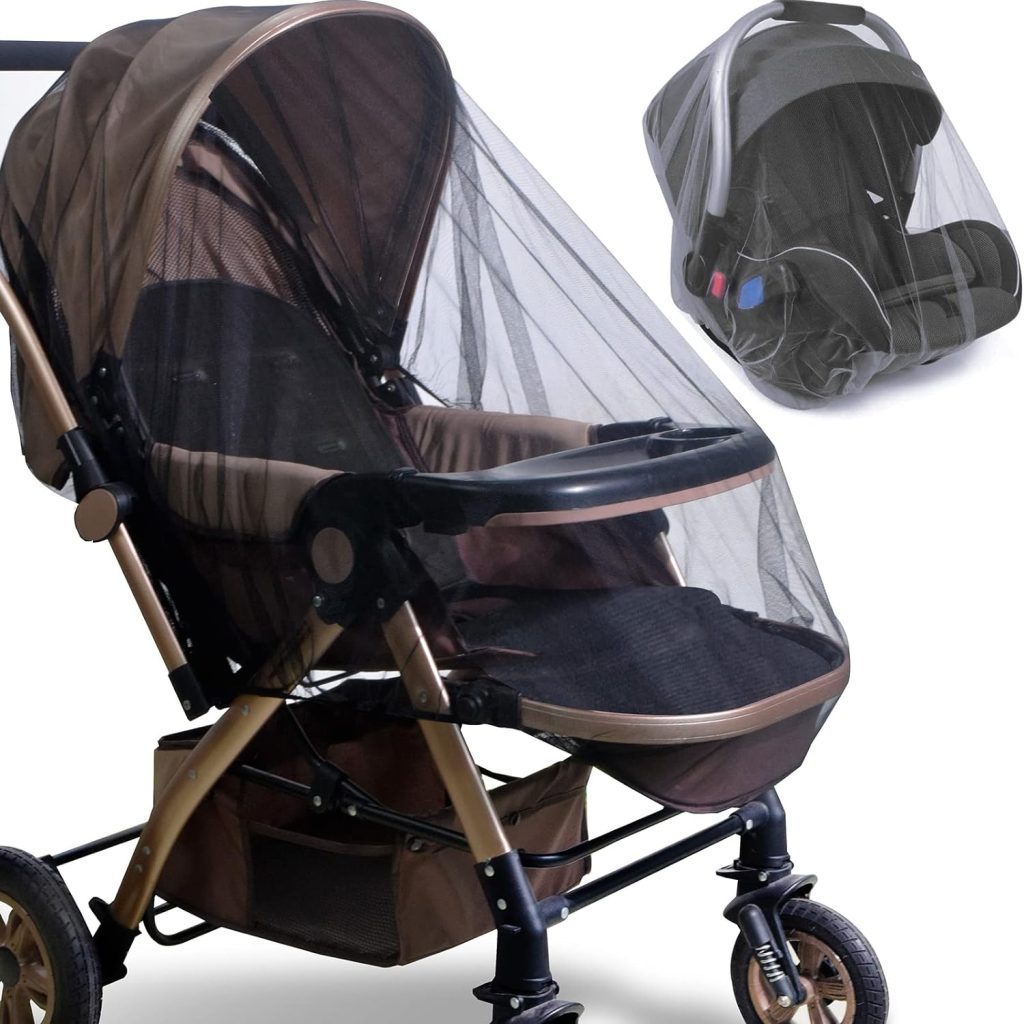 Mosquito Net for Stroller 2 Pack, Durable Baby Stroller Mosquito Net, Perfect Bug Net for Strollers, Bassinets, Cradles, Playards, Pack N Plays and Portable Mini Crib (Black), Mosquitera para cochecito de bebé, paquete de 2, mosquitera duradera para cochecito de bebé, mosquitera perfecta para cochecitos, cunas, corralitos, Pack N Plays y minicunas portátiles (negro)