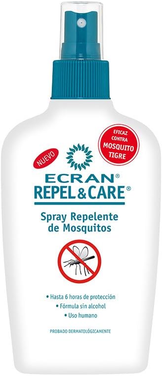 Spray Repelente de Mosquitos sin Alcohol - Spray Antimosquitos con Hasta 6 Horas de Protección, Ideal para Toda la Familia, Formato Viaje de 100 ml.. Ecran Repel Care, Alcohol-Free Mosquito Repellent Spray - Anti-Mosquito Spray with Up to 6 Hours of Protection, Ideal for the Whole Family, 100 ml Travel Size.