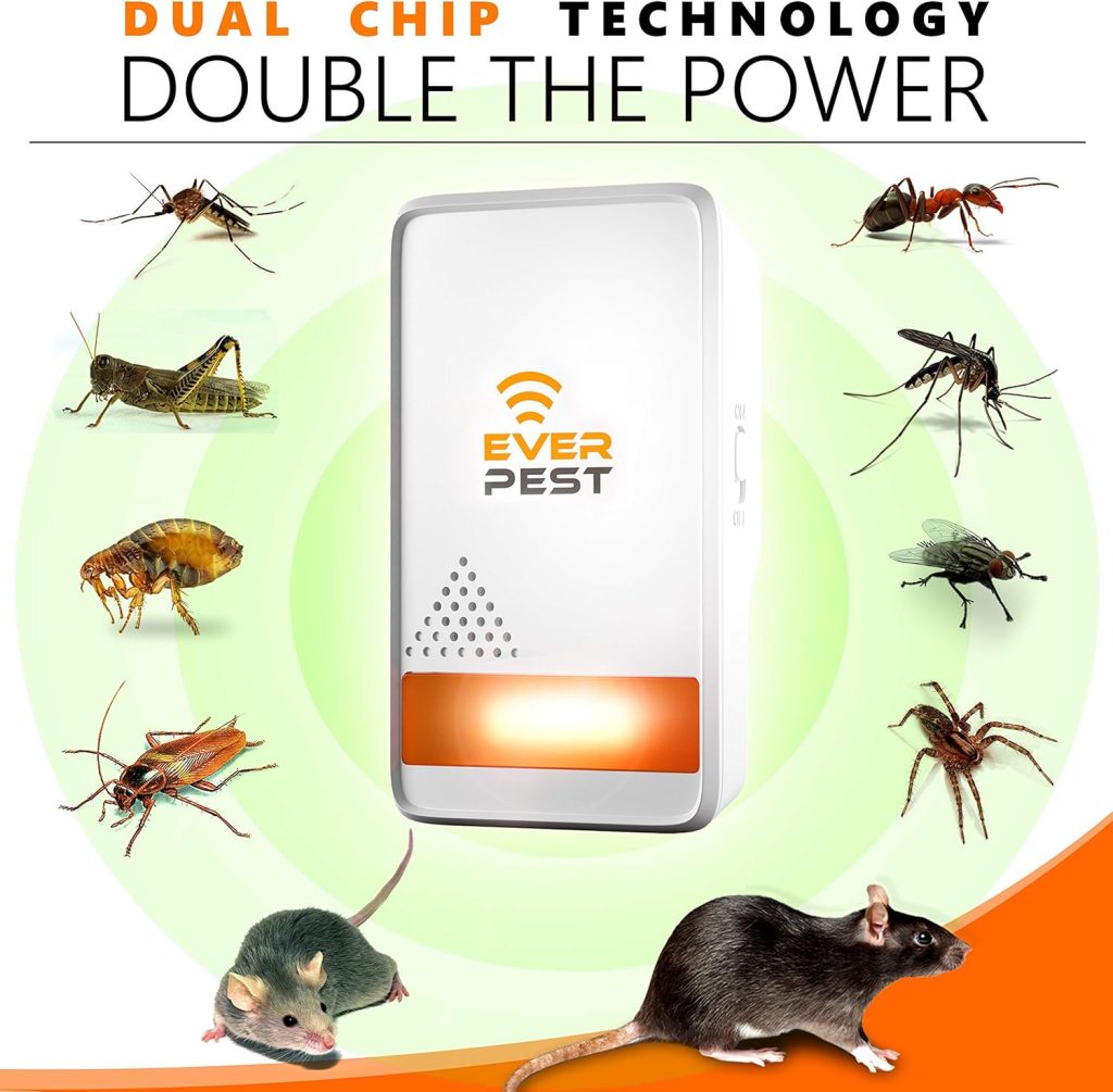 Ultrasonic Pest Control Repeller Plug in 2 Pack Repellent - Get Rid of Mosquito, Mice, Cockroach Spider Bed Bug Squirrel Fly Wasp Ant Mice Indoor, Outdoor, Patio Home Roach Infestation. Repelente ultrasónico de plagas, paquete de 2, repelente enchufable: elimina mosquitos, ratones, cucarachas, arañas, chinches, ardillas, moscas, avispas, hormigas, ratones, infestaciones de cucarachas en interiores, exteriores y patios