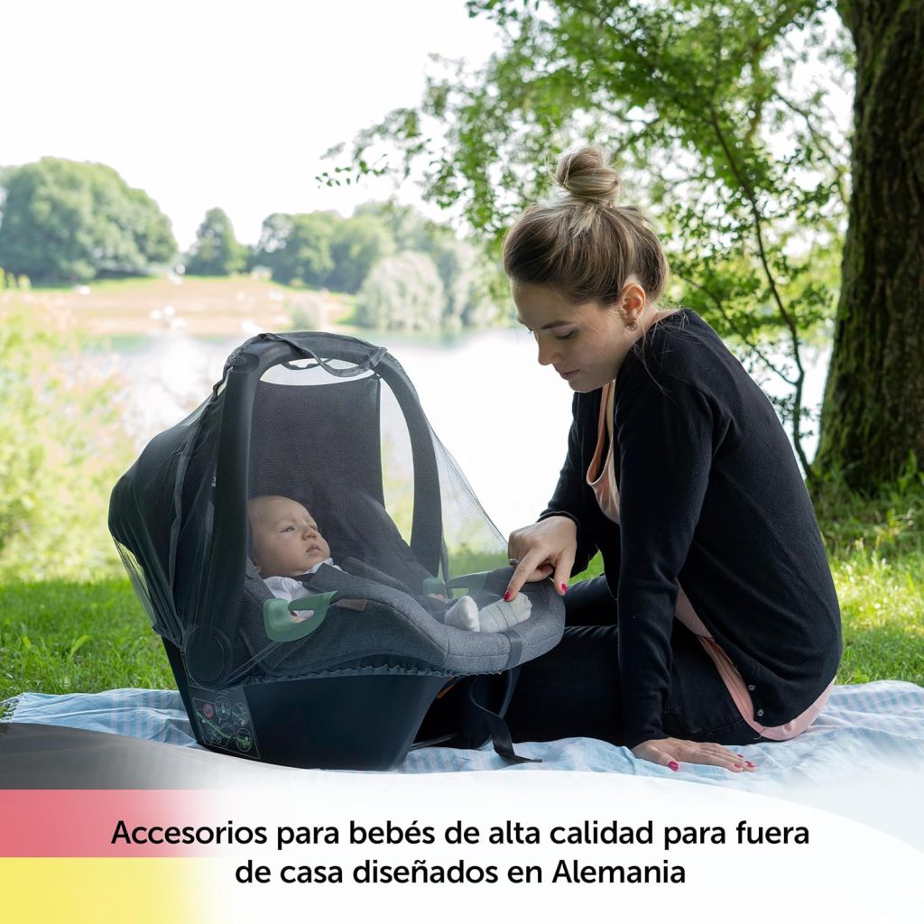 Zamboo Mosquitera Portabebes Universal Compatible con Maxi Cosi, Cybex, Römer, Mosquitera Bebe Grupo 0, Bebe Mosquitera Coche Resistente, Goma Elástica, Gris, Zamboo Universelles Baby-Moskitonetz, kompatibel mit Maxi Cosi, Cybex, Römer, Gruppe 0, Baby-Moskitonetz, widerstandsfähiges Auto-Moskitonetz, elastisches Gummi, grau