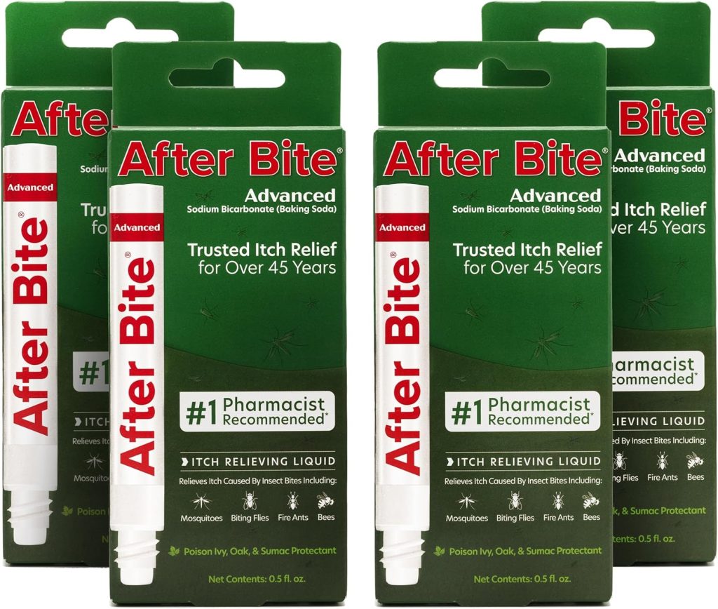 Bug Bite Itch Relief with Sodium Bicarbonate, Ideal for Mosquito Bites, Fire Ant Bites, Bees & More. Alivio de la picazón causada por picaduras de insectos con bicarbonato de sodio, ideal para picaduras de mosquitos, picaduras de hormigas rojas, abejas y más