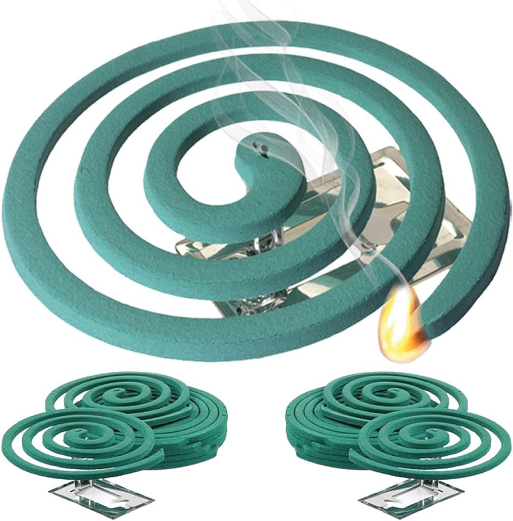 Mosquito Repellent Coils, Outdoor Use Reaches Up to 10 feet. Espirales repelentes de mosquitos: uso en exteriores, alcance de hasta 10 pies